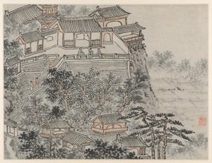 Twaalf Zichten van Tiger Hill, Suzhou: Het Terras van de Vijf Wijzen, na 1490 door Shen Zhou