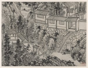 Twaalf uitzichten van Tiger Hill, Suzhou: Het dennenverblijf door Shen Zhou