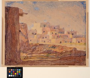 Indiaans Dorp, ca. 1928 door Sherman Trease
