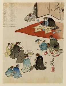 Een poëzielezing door Shibata Zeshin