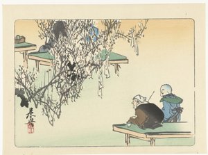 Bewonderen van pruimenbloesem door Shibata Zeshin