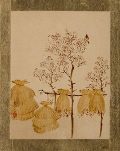 Rijststapels en bomen door Shibata Zeshin