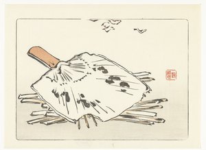 Waaier en aanmaakhoutjes door Shibata Zeshin