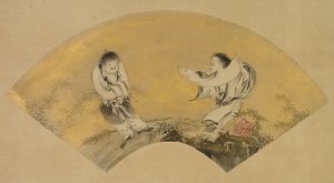 Hanshan en Shide (Kanzan en Jittoku), midden 1500s door Shikibu Terutada
