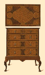 Commode ingelegd met marqueterie, 1905 door Shirley Charles Llewellyn Slocombe