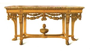 Vergulde tafel met marmeren blad, 1908 door Shirley Charles Llewellyn Slocombe