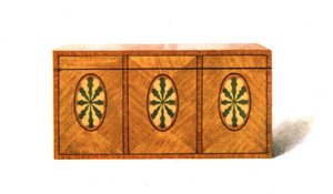 Ingelegde satijnen theekist, 1908 door Shirley Charles Llewellyn Slocombe