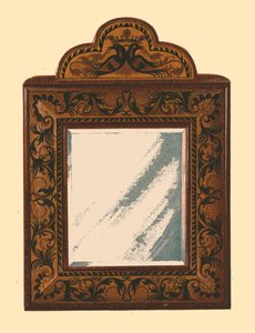 Spiegel met walnoothouten lijst met ingelegd marqueterie door Shirley Charles Llewellyn Slocombe