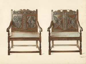 Eiken Dubbele Stoelen (Welsh), eigendom van H. Clarence Whaite door Shirley Charles Llewellyn Slocombe