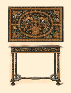 Tafel ingelegd met marqueterie, 1905 door Shirley Charles Llewellyn Slocombe