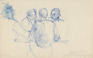 Beppi, Bruno en Fabio spelen kaarten, ca. 1950