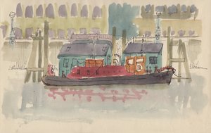Drijvende Pier op de Theems in Londen, ca. 1950