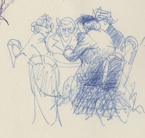 Groep vrouwen aan een tafel, ca. 1950