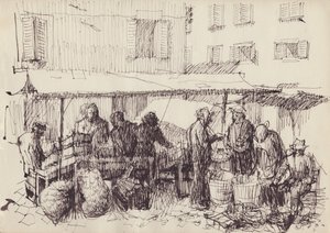 Marktscène, Italië, ca. 1950 door Shirley Markham