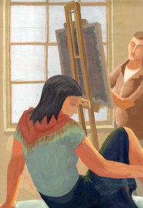 Model en student in tekenklas door Shirley Markham