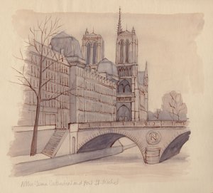 Notre Dame-kathedraal en Pont St-Michel door Shirley Markham