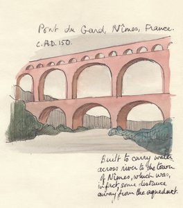 Pont du Gard, Nîmes, Frankrijk, 1951 door Shirley Markham