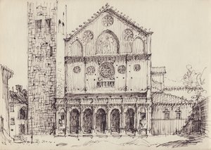 Romaanse kerk, Italië, ca. 1950 door Shirley Markham