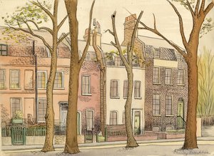 Straatscène met bomen, ca. 1950 door Shirley Markham