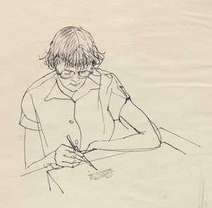 Vrouw tekent, c1950