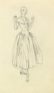 Vrouw in nauwsluitende jurk, ca. 1952 door Shirley Markham