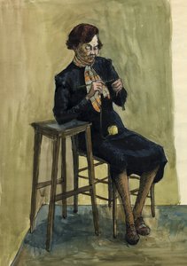 Vrouw aan het breien, ca. 1950