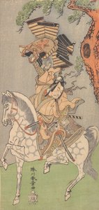 Ichikawa Danjuro V als een krijger op een schimmel, 1771 door Shunsho