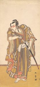 Ichikawa Danzo III als een samoerai die een zwaard trekt