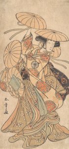 Kabuki-acteur Nakamura Tomijuro I in een vrouwelijke dansrol, ca. 1777 door Shunsho