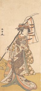 Kabuki Acteur Segawa Kikunojo III in een Vrouwelijke Rol Shizuka Gozen door Shunsho