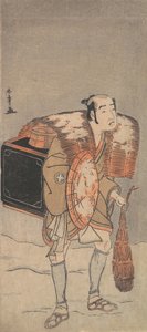 Otani Tomoemon als een marskramer die door de sneeuw ploetert, ca. 1778