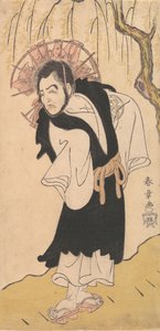 De acteur Nakamura Utaemon I als een monnik onder een wilgenboom, 1726-1792 door Shunsho