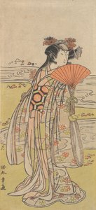De Acteur Segawa Kikunojo III als een Vrouw bij een Kronkelende Stroom, ca. 1777 door Shunsho