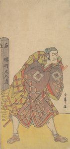 De Vijfde Ichikawa Danjuro als een Kago Drager bij een Mijlpaal, ca. 1783-84 door Shunsho