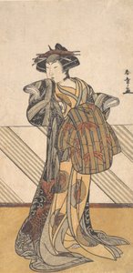 De vierde Iwai Hanshiro als een courtisane gekleed in een roze kimono, ca. 1778 door Shunsho