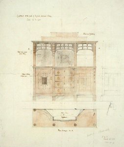 Ontwerp voor kast in Engels walnoot en ebbenhout