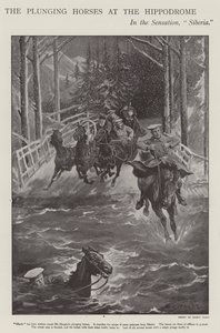 Steigerende paarden in Siberië, een voorstelling in het London Hippodrome door Sidney Paget