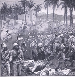 Bestorming van Firket, illustratie uit Cassells Geschiedenis van Engeland, 1900s