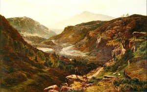 Jongen en meisje die een kudde verzorgen door Sidney Richard Percy