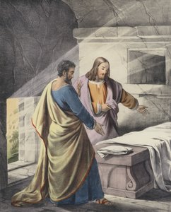 Petrus en Johannes bij het graf, "Hij is opgestaan" door Siegfried Detler Bendixen