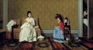 Kleine meisjes spelen de dames door Silvestro Lega