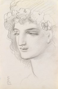 Studie van een met bloemen versierd hoofd, 1867