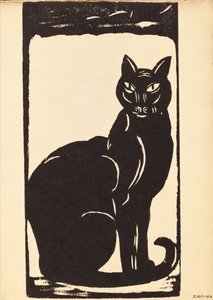 Zwarte kat (houtsnede) door Simon Albert Bussy