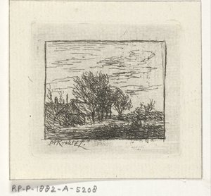 Landschap met huizen en bomen