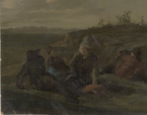Boeren rustend in een weide