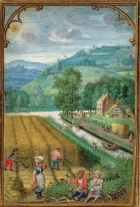 Add 18855 September: oogsten, ploegen en zaaien, uit een Getijdenboek, c.1540 door Simon Bening