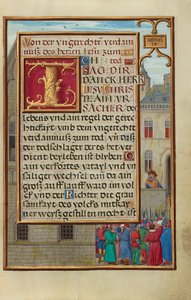Rand mit dem Volk, das Daniel von Cyrus fordert door Simon Bening