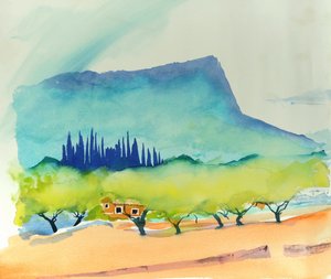 Amandelen, Pollença, 2016 (aquarel)