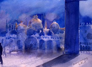 Basiliek, nachtstudie, 2006 (aquarel op papier) door Simon Fletcher