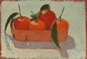 Kerstmandarijnen, 2015 (pastel op papier) door Simon Fletcher